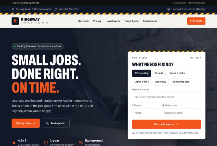 Ridgeway Handyman website